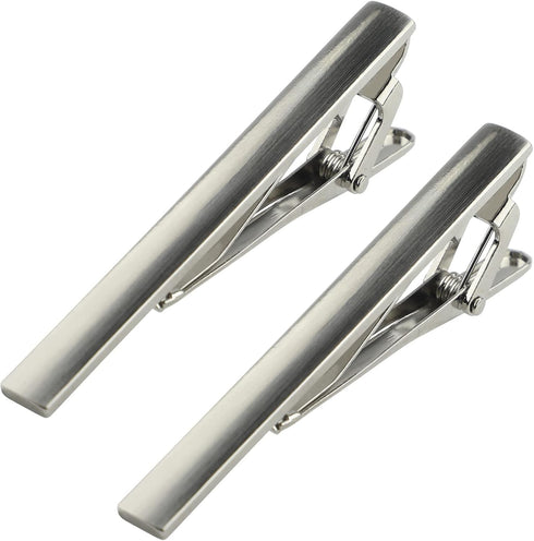 Roctee 2pcs Tie Bars for Men Silver 2.4 Inch, Tie Clip Tack Pin Pinch Tie Clip Clasp Set for Classic Style Ties Neckties for Men Suit Accessories ...